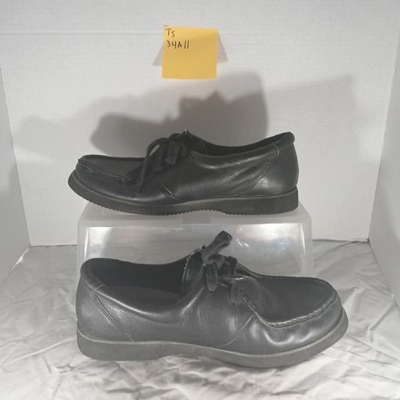 Dr Scholls Black Leather Lace Up Comfort Moc Toe Shoes Mens 105 Wide - Picture 2 of 8